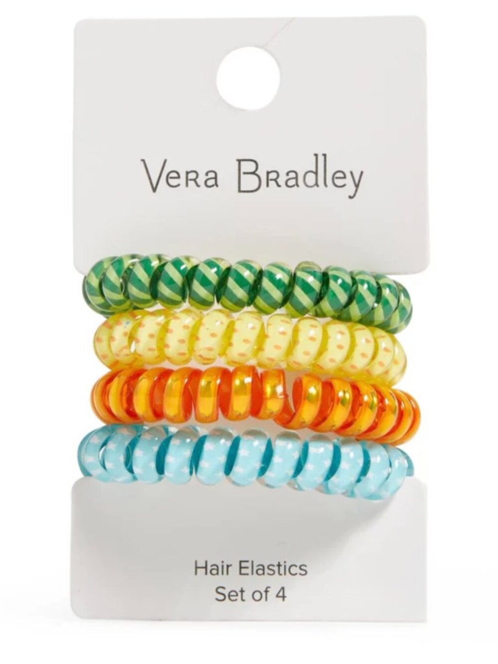 NWT - Vera Bradley Spiral Hair Elastics - 4 Packs - Lemon Grove